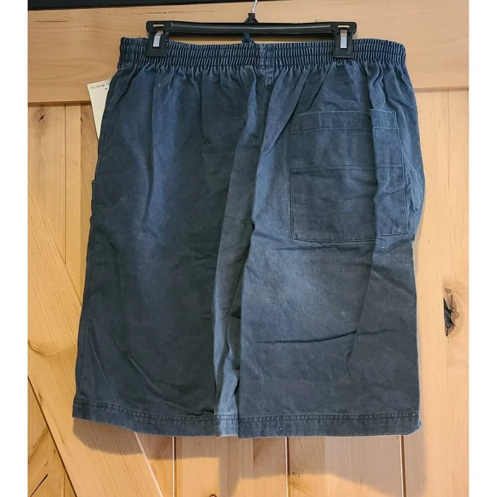 New! Vintage 90s Y2K Blue Men L Stefano Cotton Drawstring Shorts Pull on Elastic